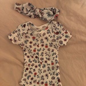 Floral Carter’s Onesie with Headband !